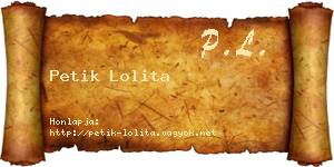 Petik Lolita névjegykártya
